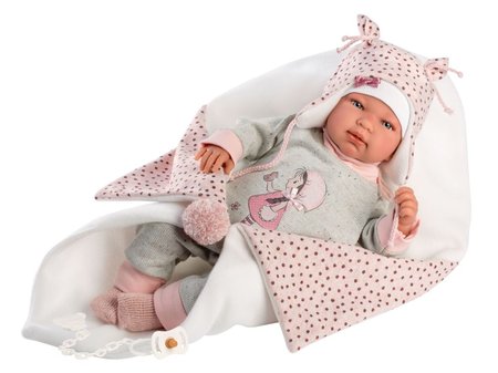 Llorens 84460 NEW BORN - realistick bbika bbtko so zvukmi a mkkm ltkovm telom 44cm